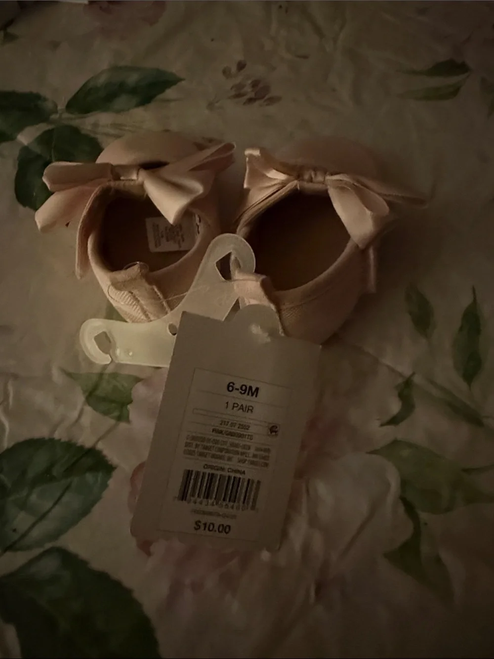 cloud island Soft Bow Baby Shoes in Blush